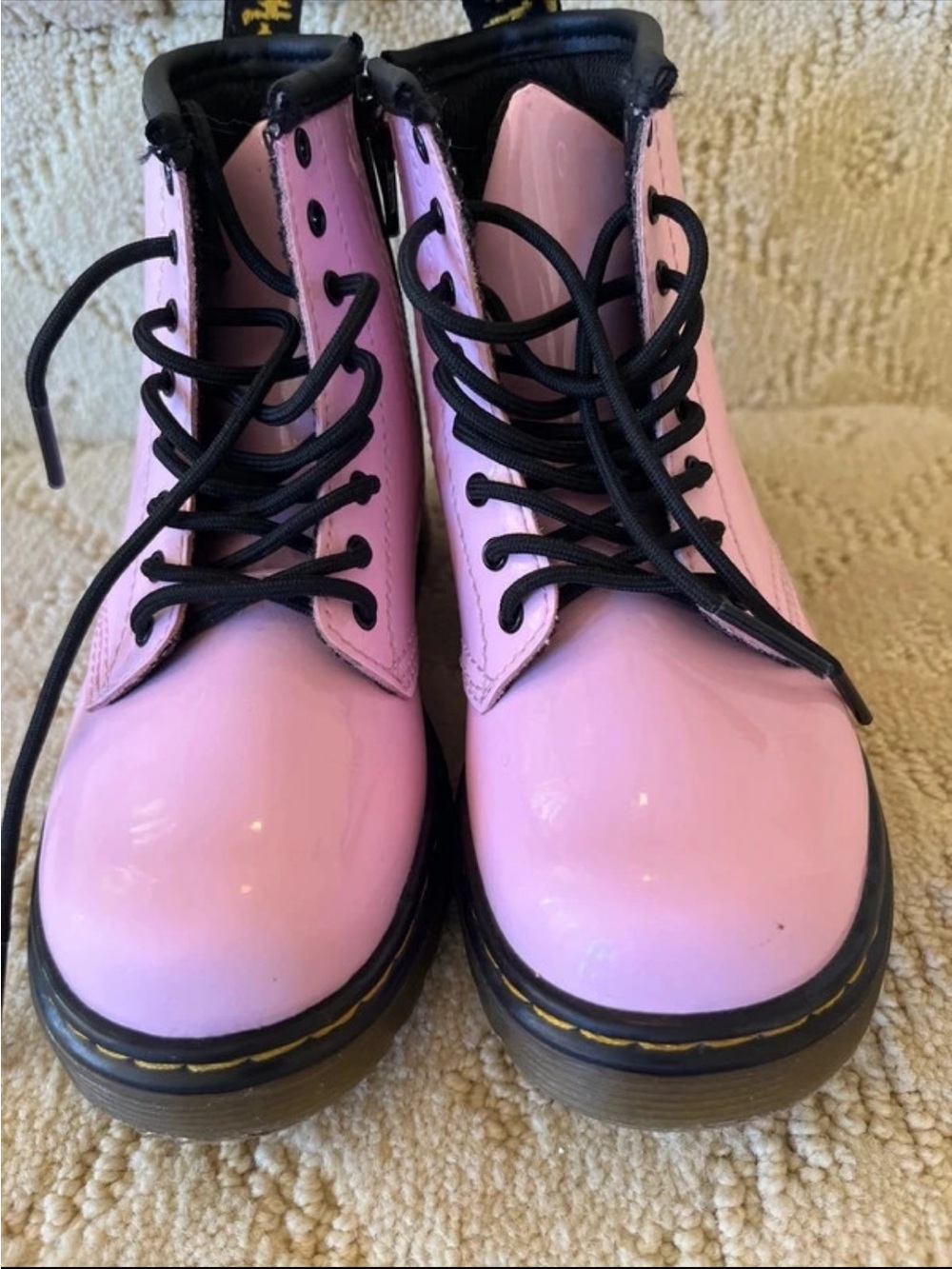 Dr. Martens Pink Patent Lace-Up Combat Boots
